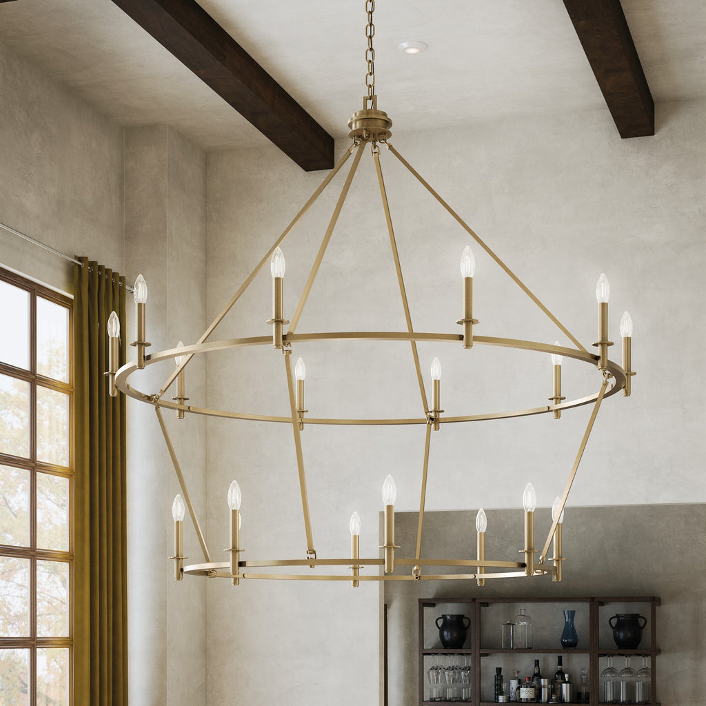 KICHLER 52708CPZ Carrick 54.25 Inch 18 Light 2-Tier Chandelier In Champagne Bronze