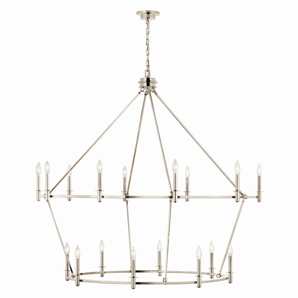 KICHLER 52708PN Carrick 54.25 Inch 18 Light 2-Tier Chandelier In Polished Nickel