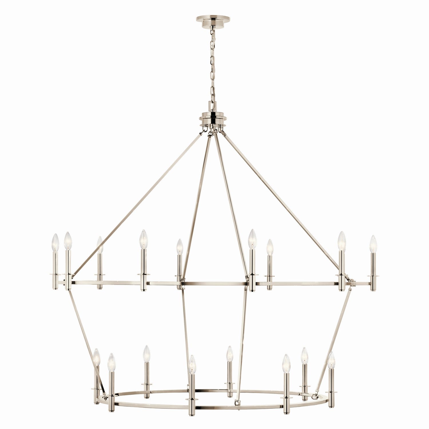 KICHLER 52708PN Carrick 54.25 Inch 18 Light 2-Tier Chandelier In Polished Nickel