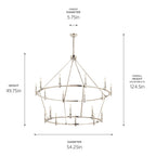 KICHLER 52708PN Carrick 54.25 Inch 18 Light 2-Tier Chandelier In Polished Nickel