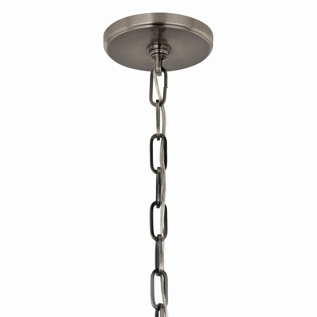 KICHLER 52710CLP Etcher 13 Inch 1 Light Pendant With Etched Painted White Glass Diffuser In Classic Pewter