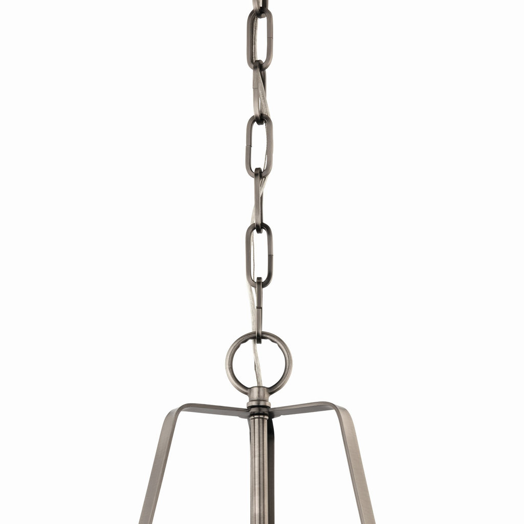 KICHLER 52710CLP Etcher 13 Inch 1 Light Pendant With Etched Painted White Glass Diffuser In Classic Pewter