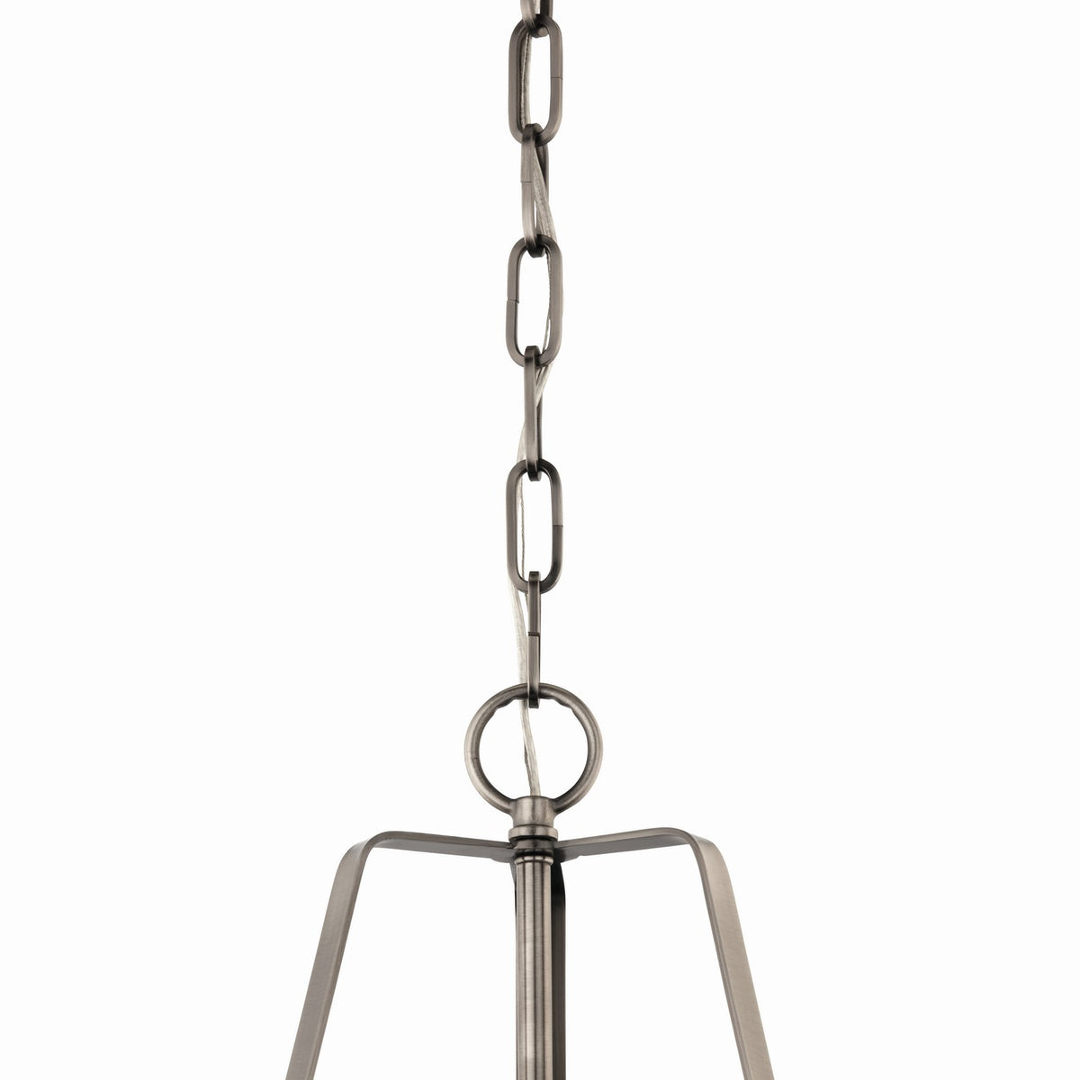 KICHLER 52710CLP Etcher 13 Inch 1 Light Pendant With Etched Painted White Glass Diffuser In Classic Pewter