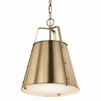 KICHLER 52710CPZ Etcher 13 Inch 1 Light Pendant With Etched Painted White Glass Diffuser In Champagne Bronze