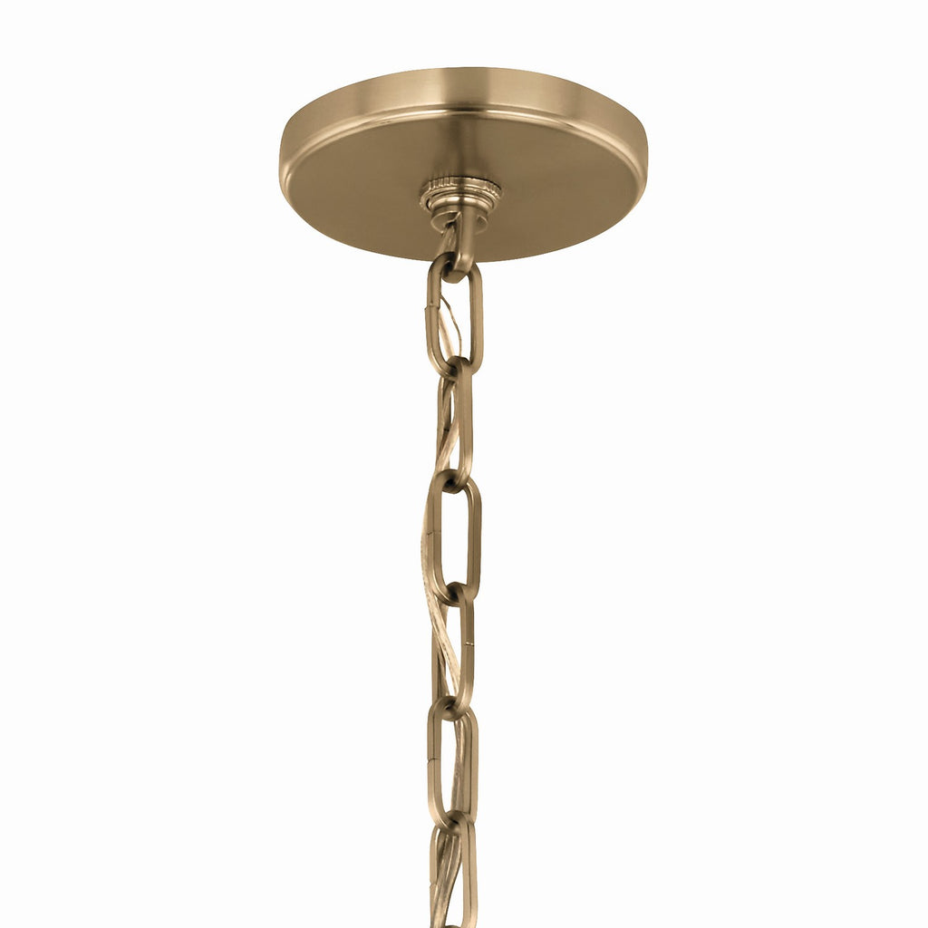 KICHLER 52710CPZ Etcher 13 Inch 1 Light Pendant With Etched Painted White Glass Diffuser In Champagne Bronze