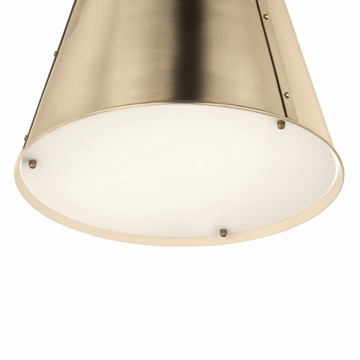 KICHLER 52710CPZ Etcher 13 Inch 1 Light Pendant With Etched Painted White Glass Diffuser In Champagne Bronze