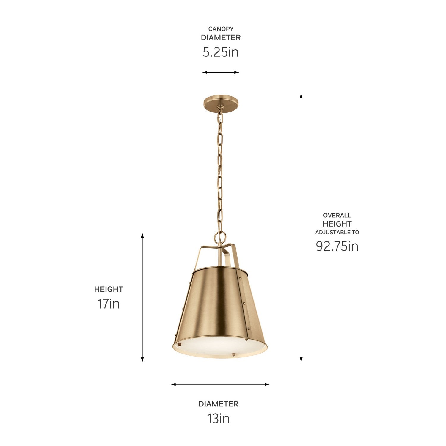 KICHLER 52710CPZ Etcher 13 Inch 1 Light Pendant With Etched Painted White Glass Diffuser In Champagne Bronze