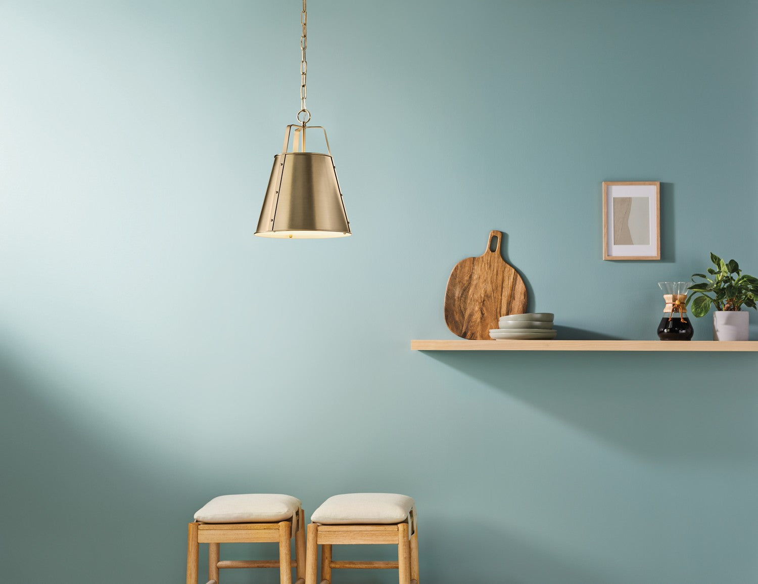 KICHLER 52710CPZ Etcher 13 Inch 1 Light Pendant With Etched Painted White Glass Diffuser In Champagne Bronze