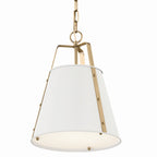 KICHLER 52710WH Etcher 13 Inch 1 Light Pendant With Etched Painted White Glass Diffuser In White And Champagne Bronze