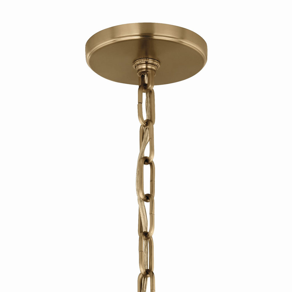KICHLER 52710WH Etcher 13 Inch 1 Light Pendant With Etched Painted White Glass Diffuser In White And Champagne Bronze