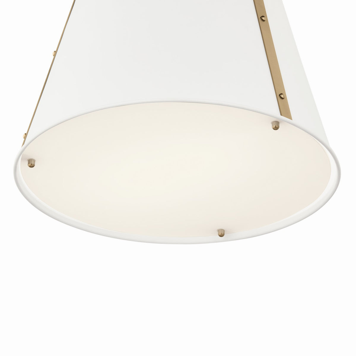 KICHLER 52710WH Etcher 13 Inch 1 Light Pendant With Etched Painted White Glass Diffuser In White And Champagne Bronze