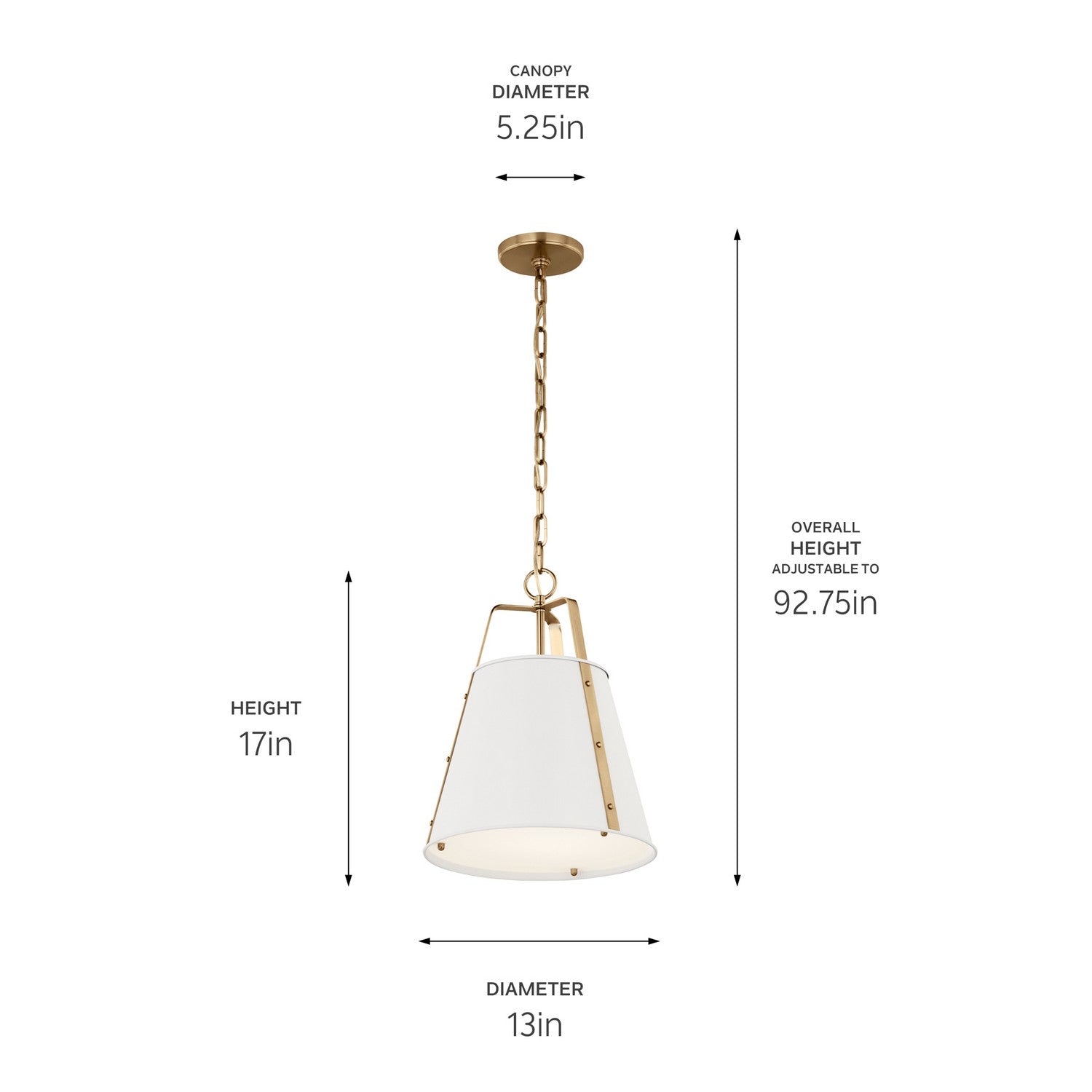 KICHLER 52710WH Etcher 13 Inch 1 Light Pendant With Etched Painted White Glass Diffuser In White And Champagne Bronze