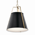 KICHLER 52711BK Etcher 18 Inch 2 Light Pendant With Etched Painted White Glass Diffuser In Black And Champagne Bronze