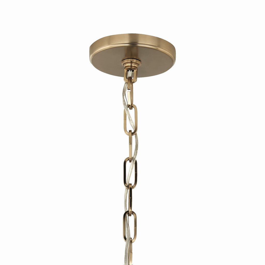 KICHLER 52711BK Etcher 18 Inch 2 Light Pendant With Etched Painted White Glass Diffuser In Black And Champagne Bronze