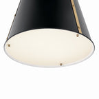 KICHLER 52711BK Etcher 18 Inch 2 Light Pendant With Etched Painted White Glass Diffuser In Black And Champagne Bronze