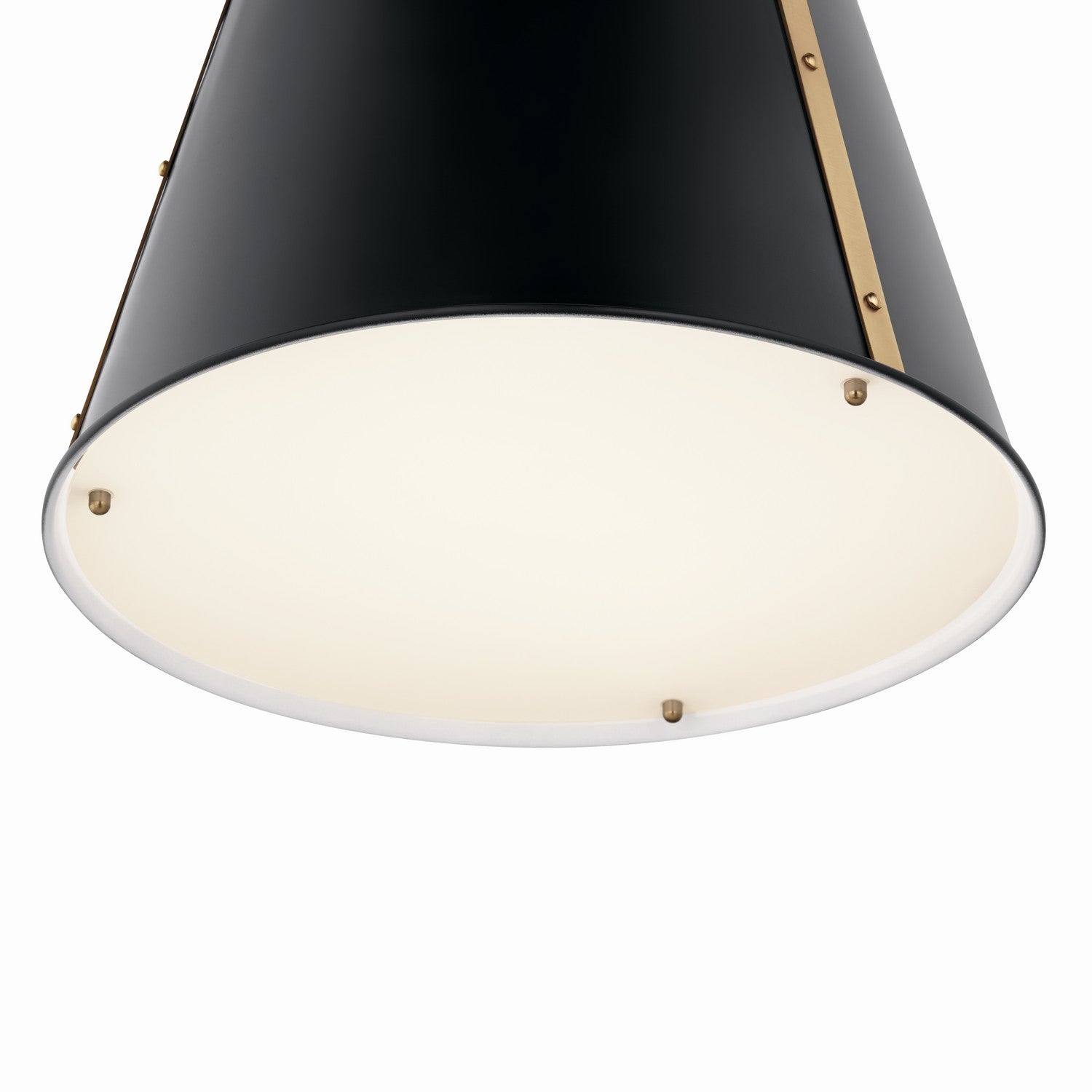 KICHLER 52711BK Etcher 18 Inch 2 Light Pendant With Etched Painted White Glass Diffuser In Black And Champagne Bronze