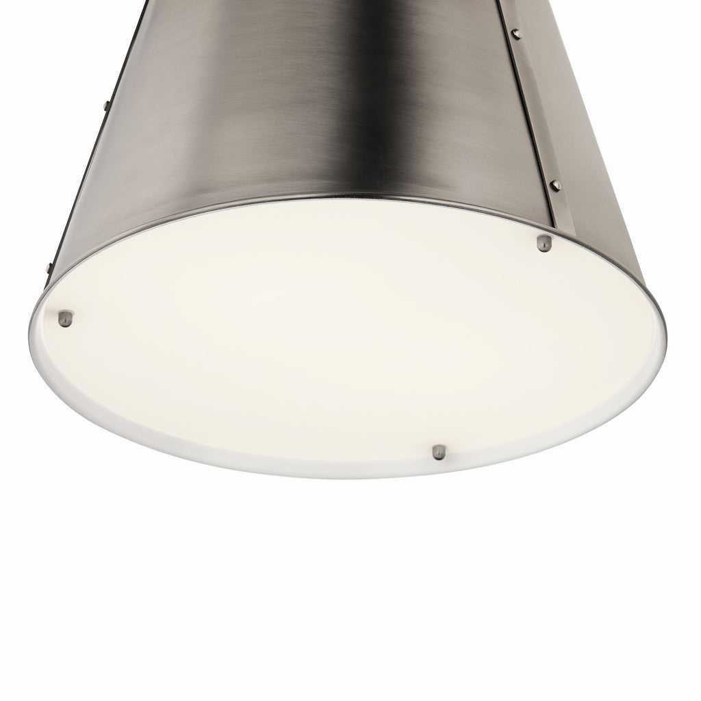 KICHLER 52711CLP Etcher 18 Inch 2 Light Pendant With Etched Painted White Glass Diffuser In Classic Pewter
