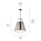KICHLER 52711CLP Etcher 18 Inch 2 Light Pendant With Etched Painted White Glass Diffuser In Classic Pewter
