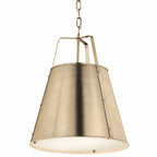 KICHLER 52711CPZ Etcher 18 Inch 2 Light Pendant With Etched Painted White Glass Diffuser In Champagne Bronze