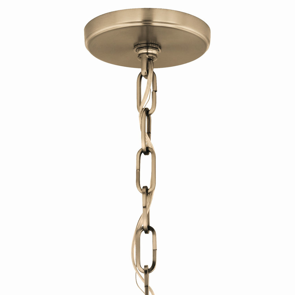 KICHLER 52711CPZ Etcher 18 Inch 2 Light Pendant With Etched Painted White Glass Diffuser In Champagne Bronze