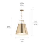 KICHLER 52711CPZ Etcher 18 Inch 2 Light Pendant With Etched Painted White Glass Diffuser In Champagne Bronze