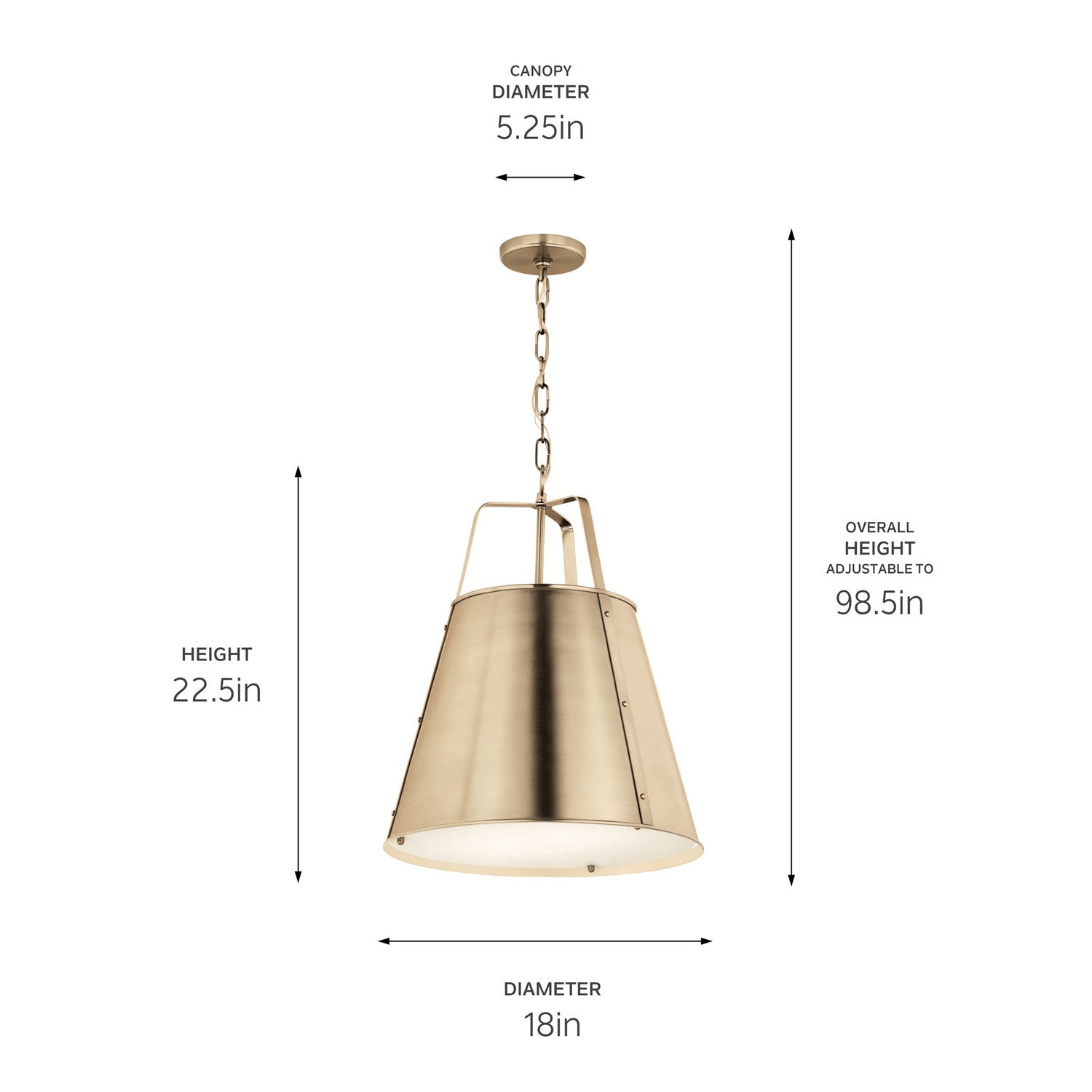 KICHLER 52711CPZ Etcher 18 Inch 2 Light Pendant With Etched Painted White Glass Diffuser In Champagne Bronze