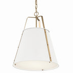 KICHLER 52711WH Etcher 18 Inch 2 Light Pendant With Etched Painted White Glass Diffuser In White And Champagne Bronze