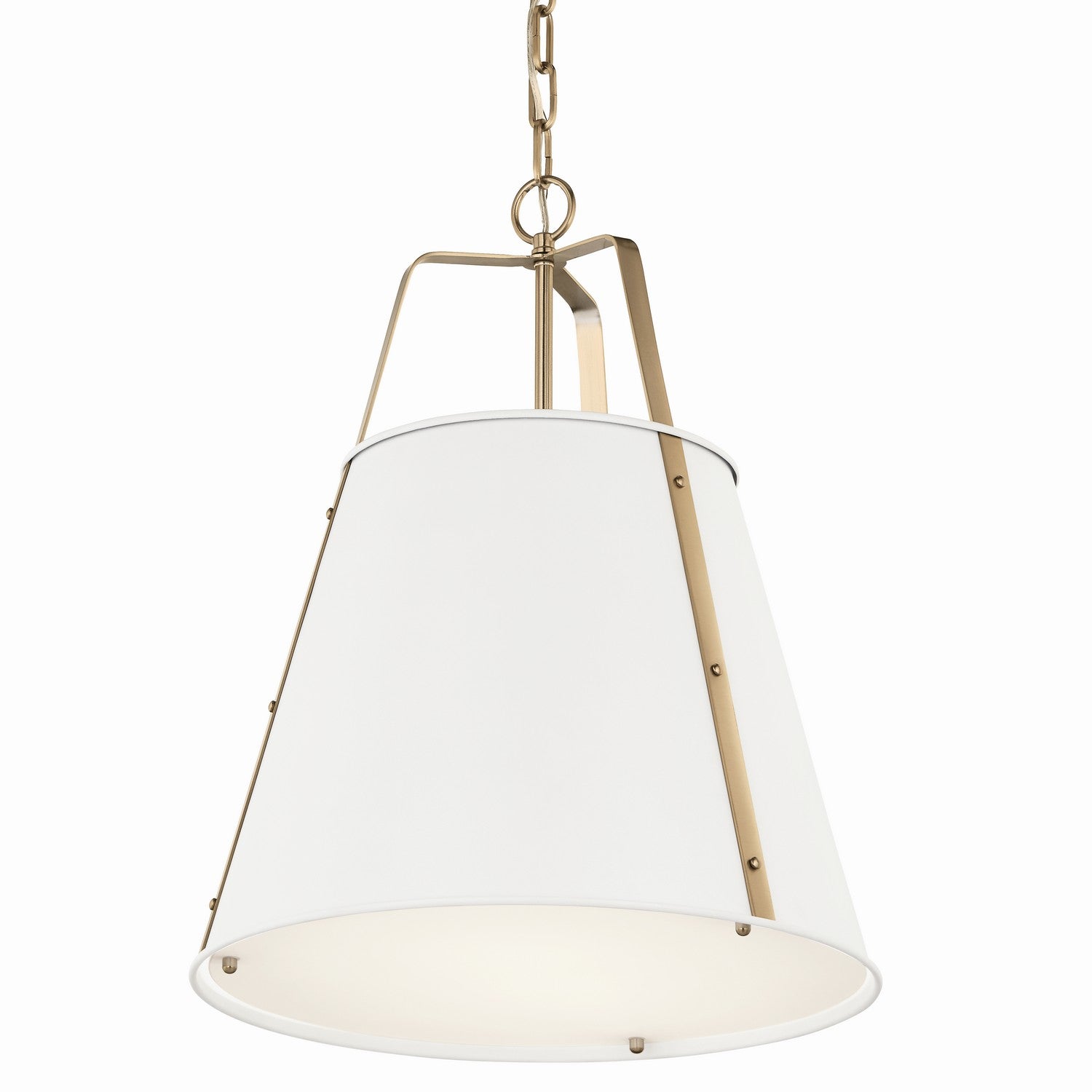 KICHLER 52711WH Etcher 18 Inch 2 Light Pendant With Etched Painted White Glass Diffuser In White And Champagne Bronze
