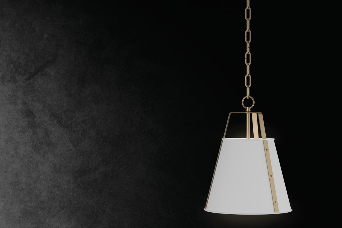 KICHLER 52711WH Etcher 18 Inch 2 Light Pendant With Etched Painted White Glass Diffuser In White And Champagne Bronze