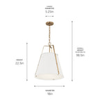 KICHLER 52711WH Etcher 18 Inch 2 Light Pendant With Etched Painted White Glass Diffuser In White And Champagne Bronze