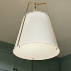 KICHLER 52711WH Etcher 18 Inch 2 Light Pendant With Etched Painted White Glass Diffuser In White And Champagne Bronze