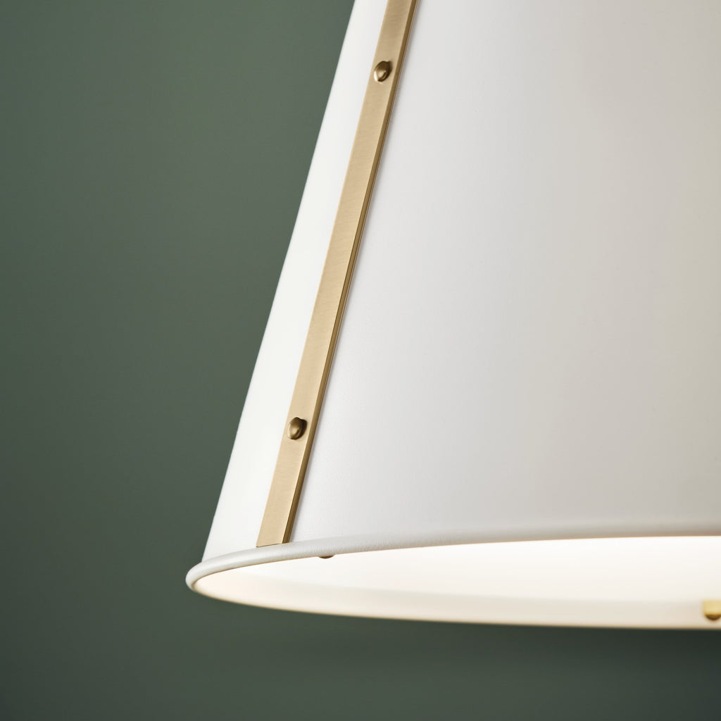 KICHLER 52711WH Etcher 18 Inch 2 Light Pendant With Etched Painted White Glass Diffuser In White And Champagne Bronze