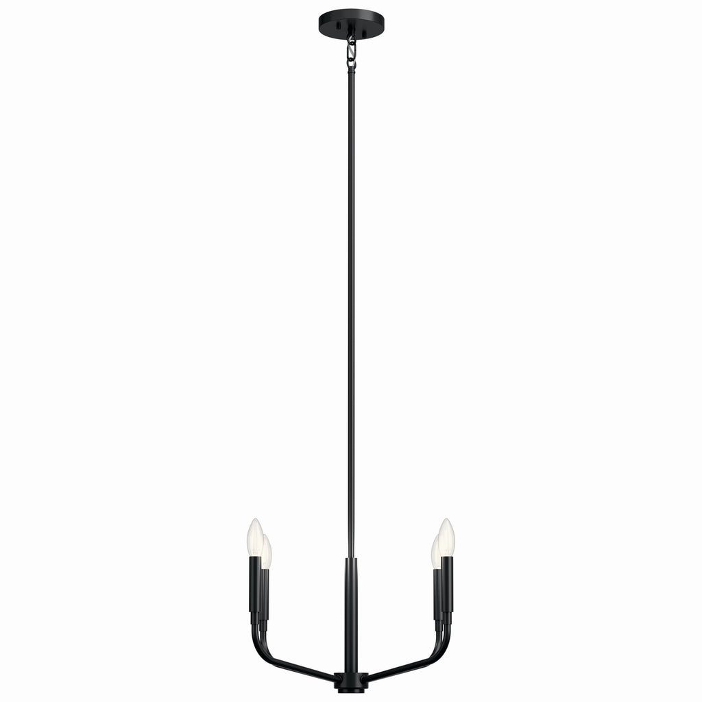 KICHLER 52716BK Madden 20 Inch 4 Light Convertible Chandelier In Black