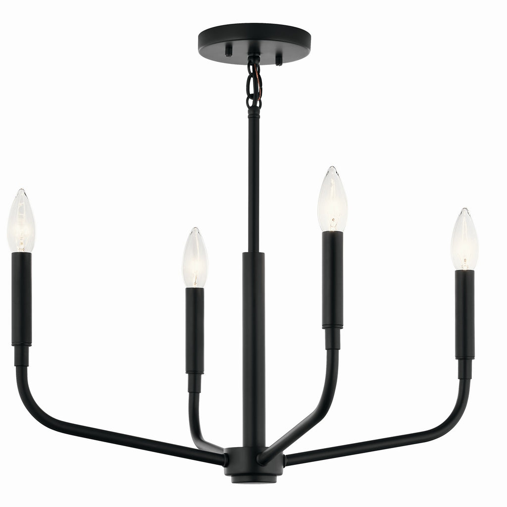 KICHLER 52716BK Madden 20 Inch 4 Light Convertible Chandelier In Black