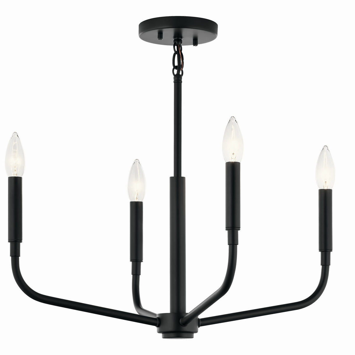 KICHLER 52716BK Madden 20 Inch 4 Light Convertible Chandelier In Black