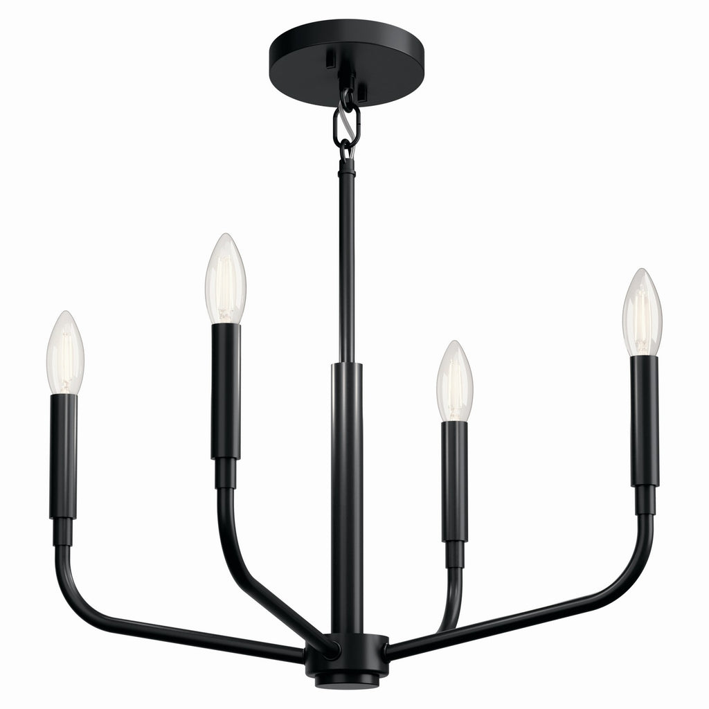 KICHLER 52716BK Madden 20 Inch 4 Light Convertible Chandelier In Black
