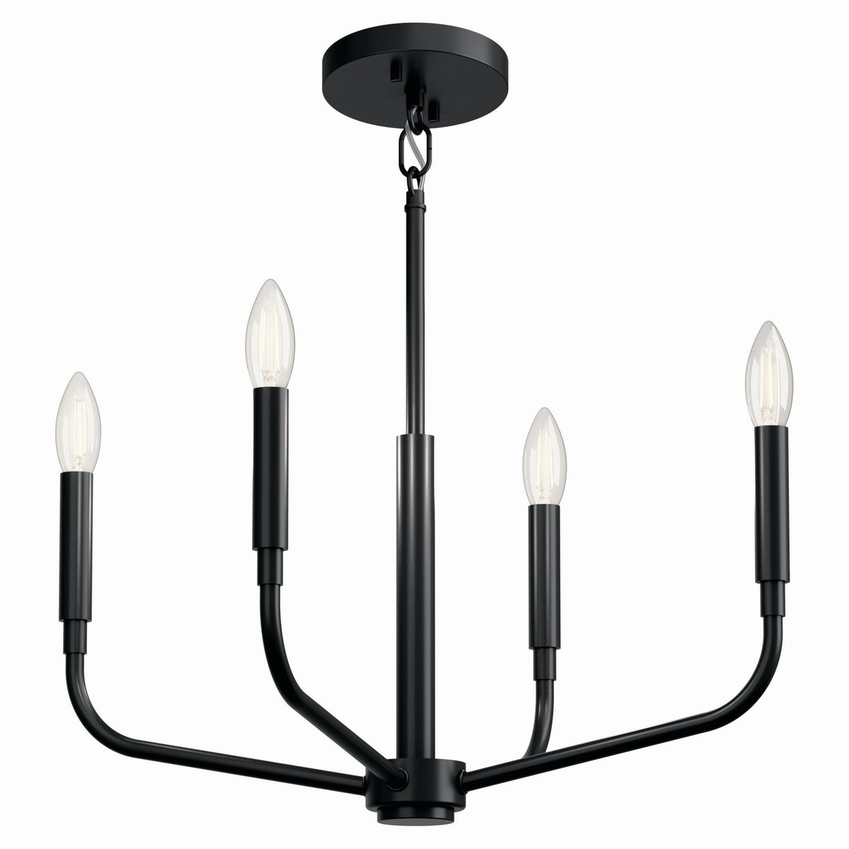 KICHLER 52716BK Madden 20 Inch 4 Light Convertible Chandelier In Black