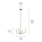 KICHLER 52716CPZ Madden 20 Inch 4 Light Convertible Chandelier In Champagne Bronze