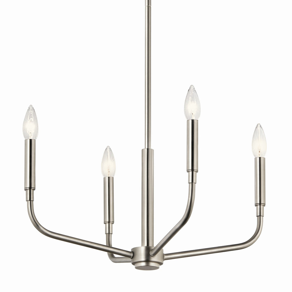 KICHLER 52716NI Madden 20 Inch 4 Light Convertible Chandelier In Brushed Nickel