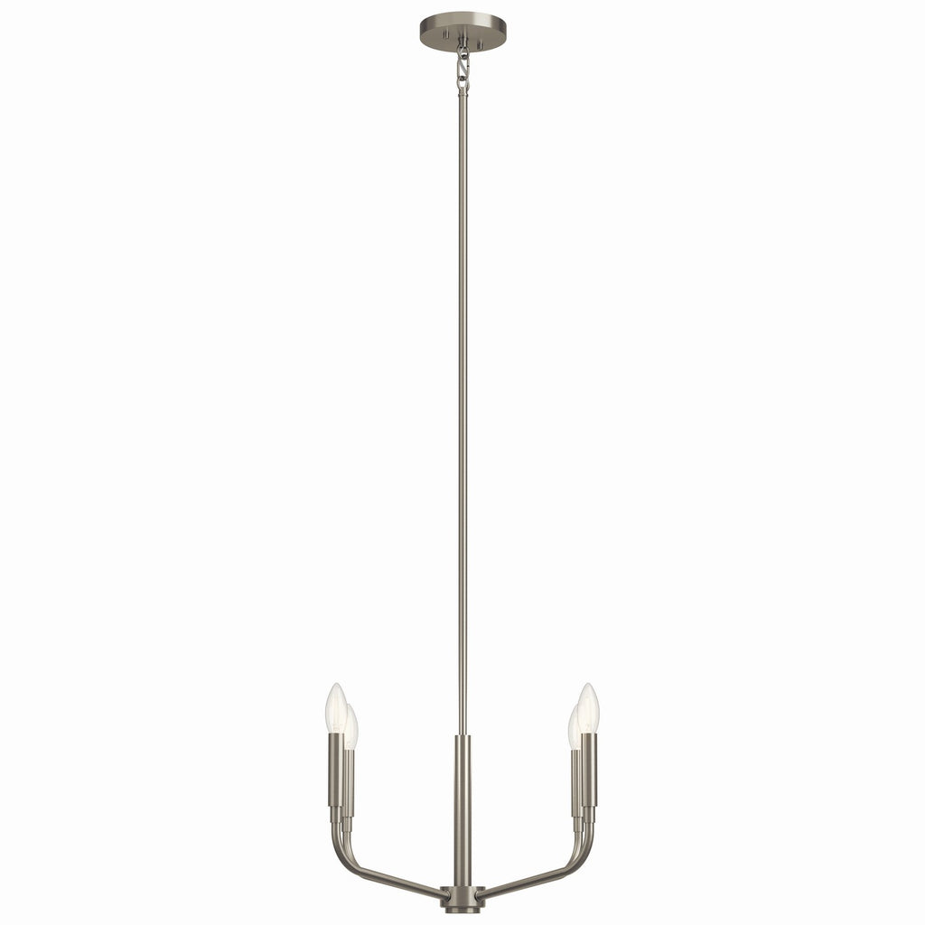 KICHLER 52716NI Madden 20 Inch 4 Light Convertible Chandelier In Brushed Nickel