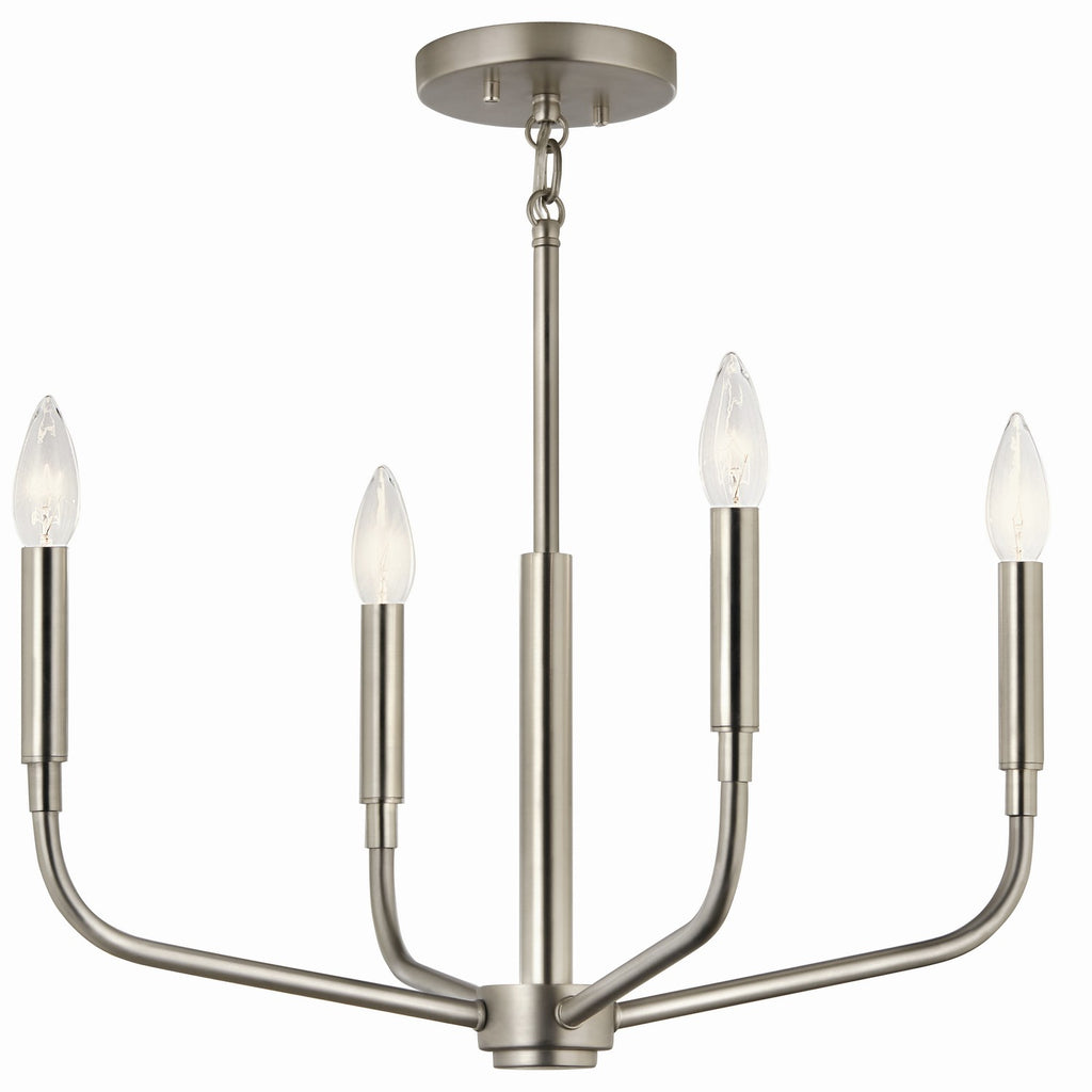 KICHLER 52716NI Madden 20 Inch 4 Light Convertible Chandelier In Brushed Nickel