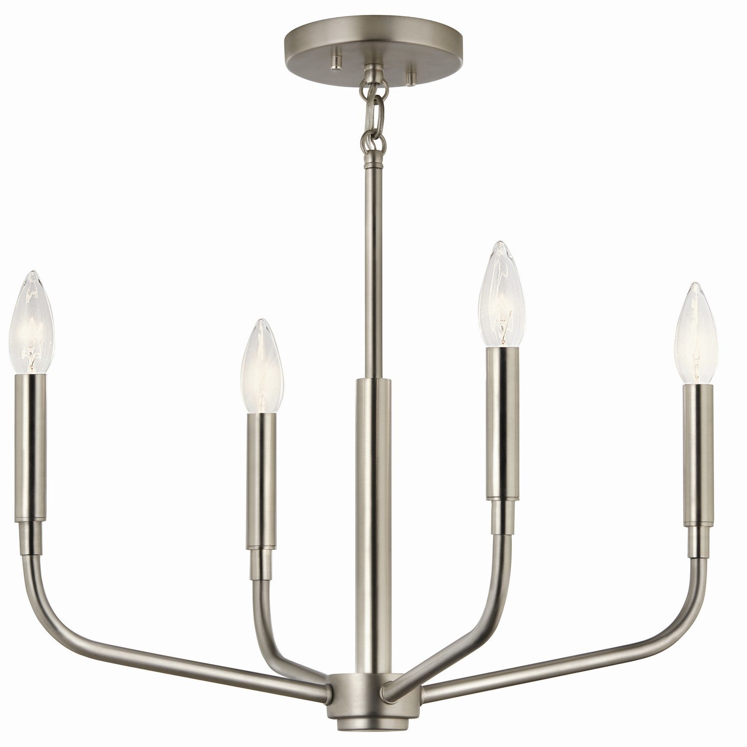 KICHLER 52716NI Madden 20 Inch 4 Light Convertible Chandelier In Brushed Nickel