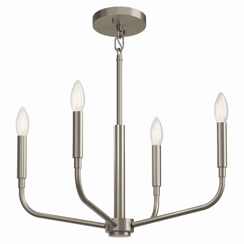 KICHLER 52716NI Madden 20 Inch 4 Light Convertible Chandelier In Brushed Nickel