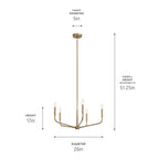 KICHLER 52717CPZ Madden 26 Inch 5 Light Chandelier In Champagne Bronze