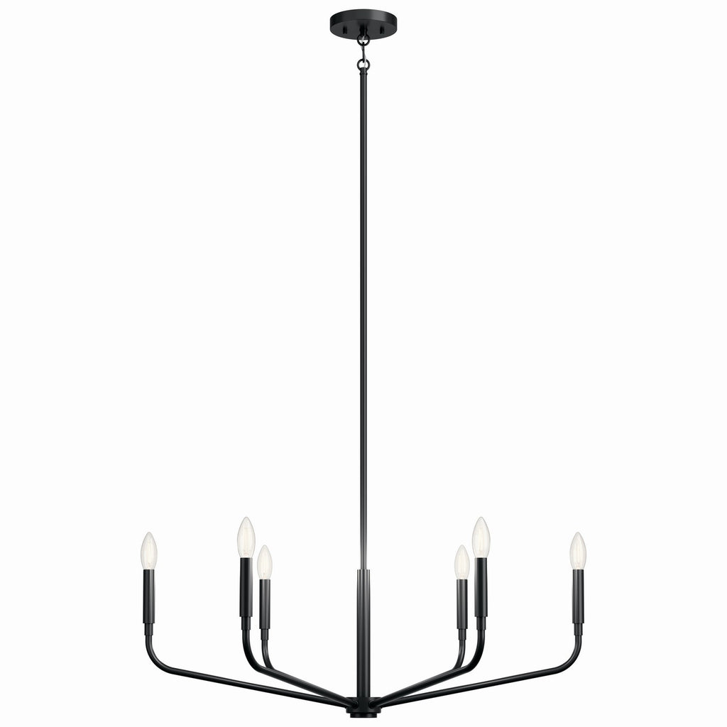 KICHLER 52718BK Madden 32 Inch 6 Light Chandelier In Black