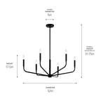 KICHLER 52718BK Madden 32 Inch 6 Light Chandelier In Black
