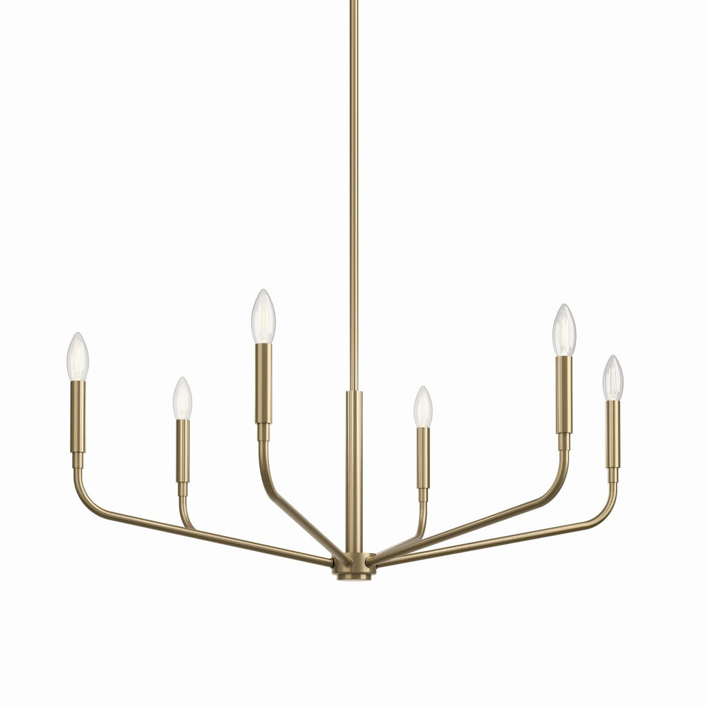 KICHLER 52718CPZ Madden 32 Inch 6 Light Chandelier In Champagne Bronze