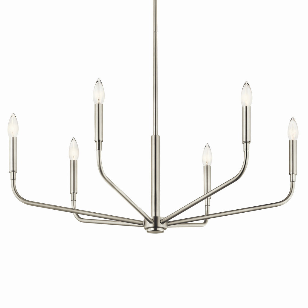 KICHLER 52718NI Madden 32 Inch 6 Light Chandelier In Brushed Nickel