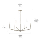 KICHLER 52718NI Madden 32 Inch 6 Light Chandelier In Brushed Nickel