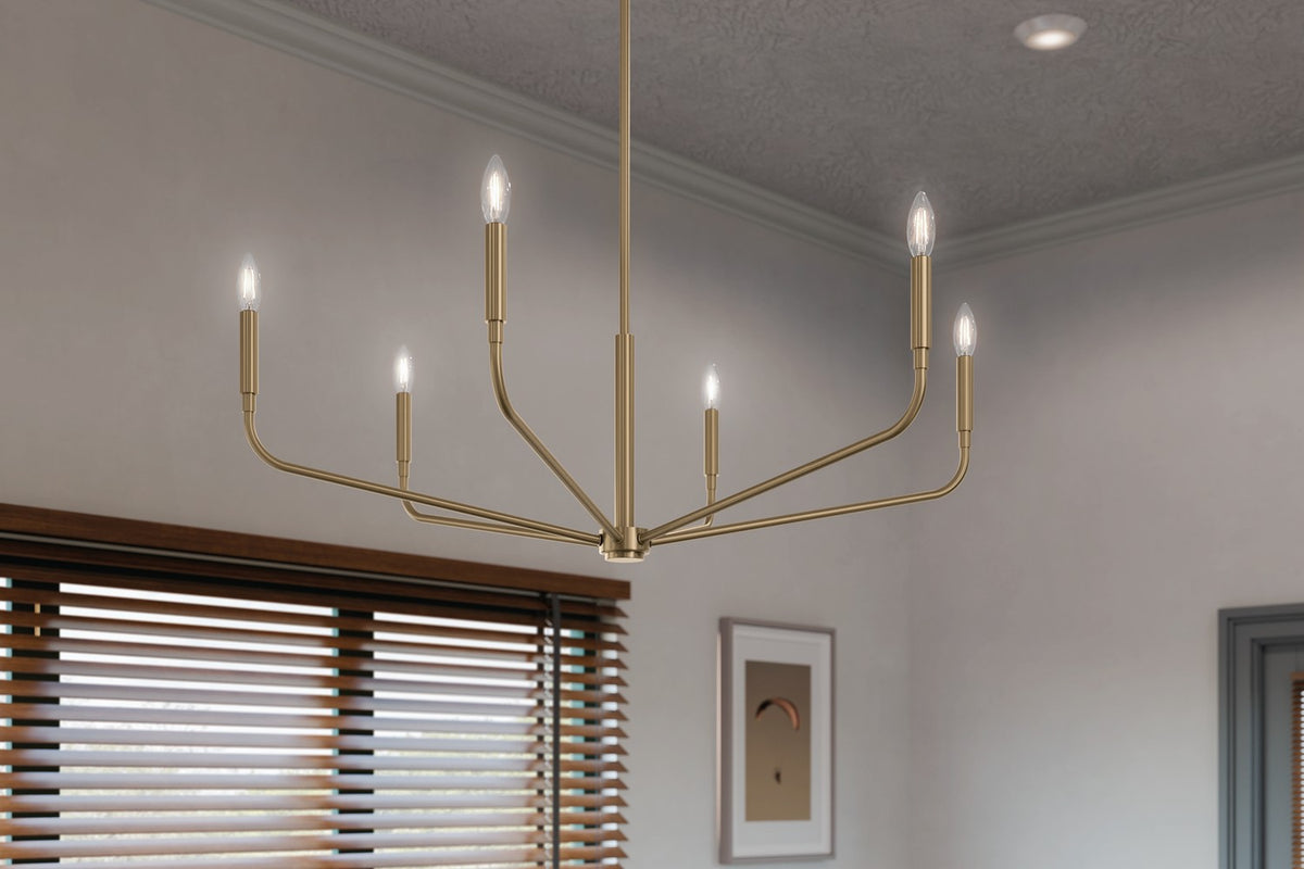 KICHLER 52719CPZ Madden 38 Inch 6 Light Chandelier In Champagne Bronze
